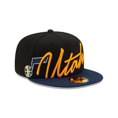 Sapca New Era Utah Jazz NBA Cursive 59FIFTY Fitted - Negrii